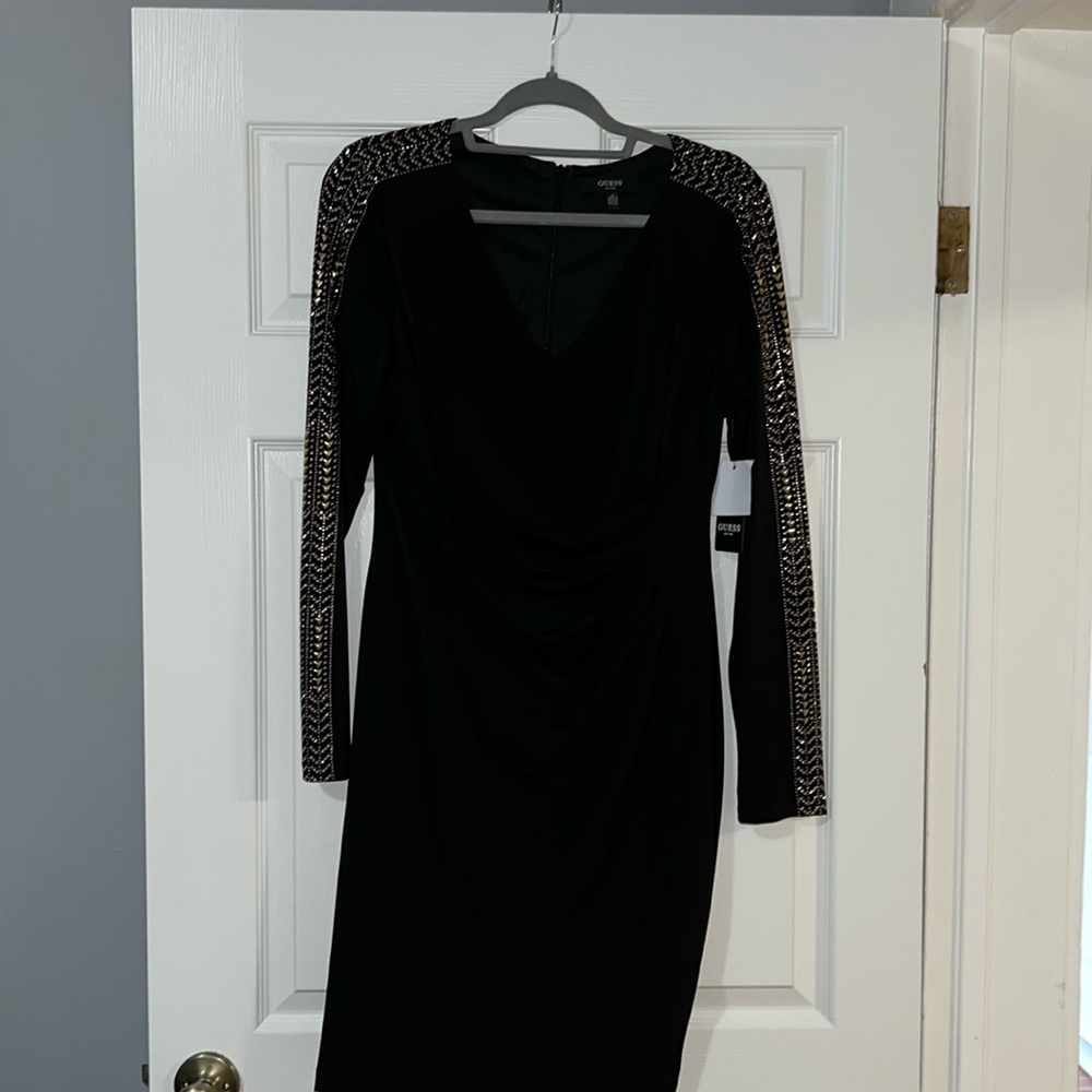 Guess black dress with beaded arms